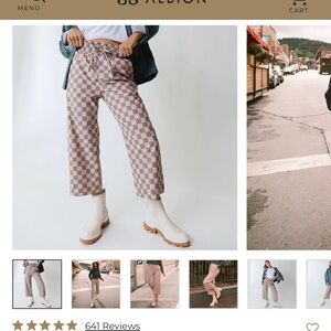 Albion Fit AUDREY WIDE LEG PANTS, BROWN CHECKERS